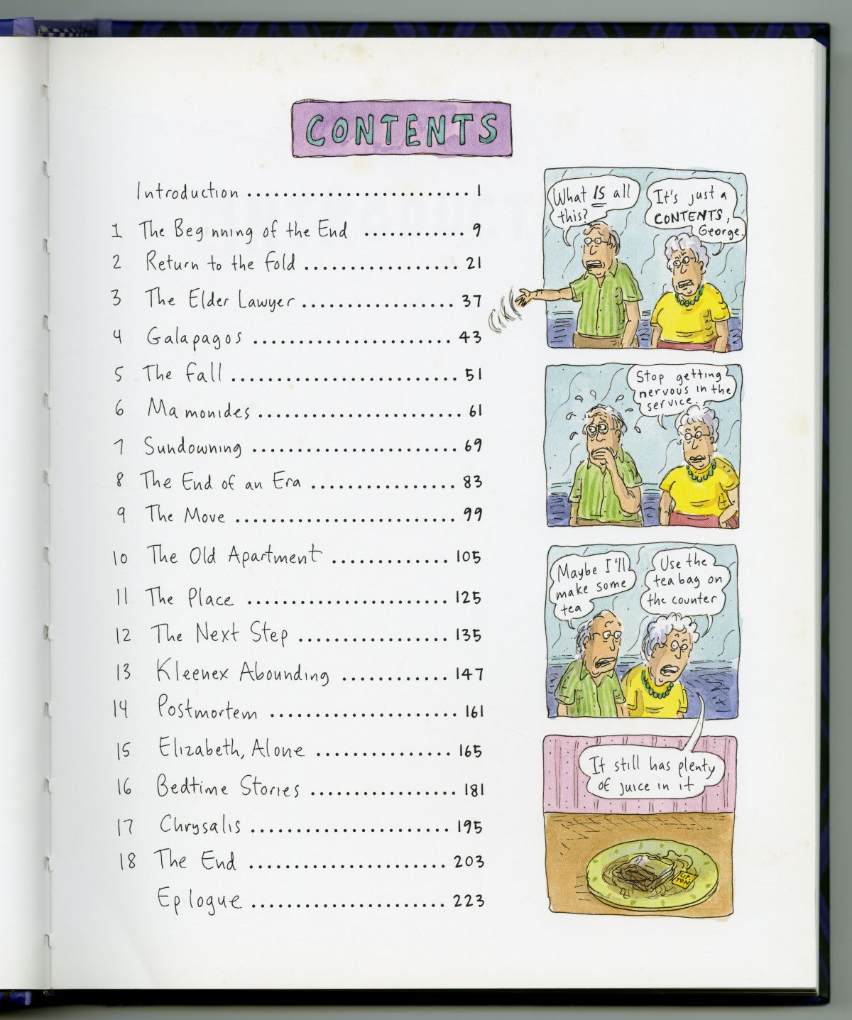 Roz Chast『Can't We Talk About Something More Pleasant?』（2014年、Bloomsbury） 目次